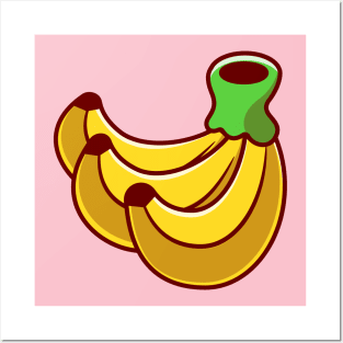 Banana Cartoon Illustration Posters and Art